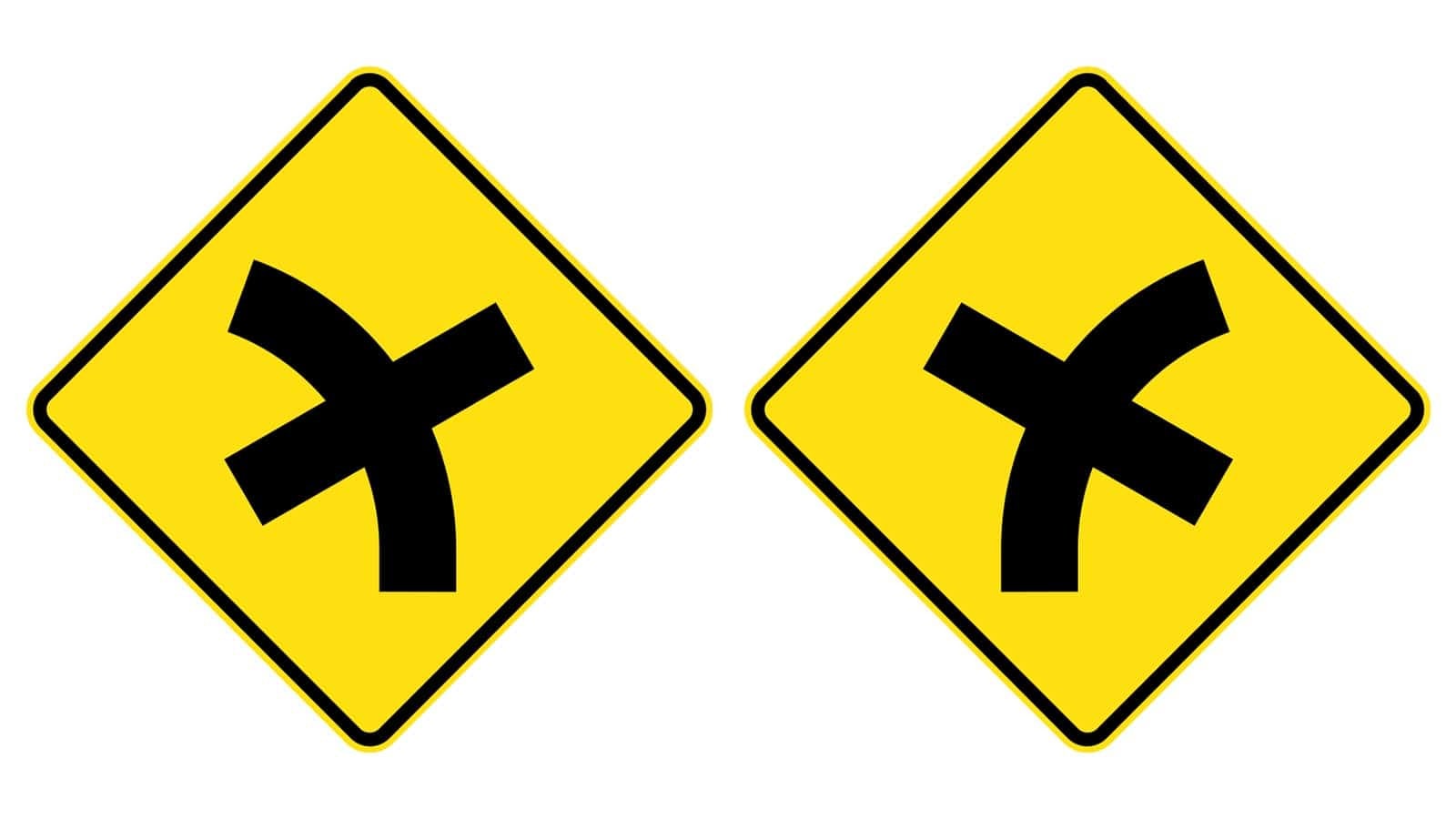 Crossroad Intersection on a Curve to the Left : Right