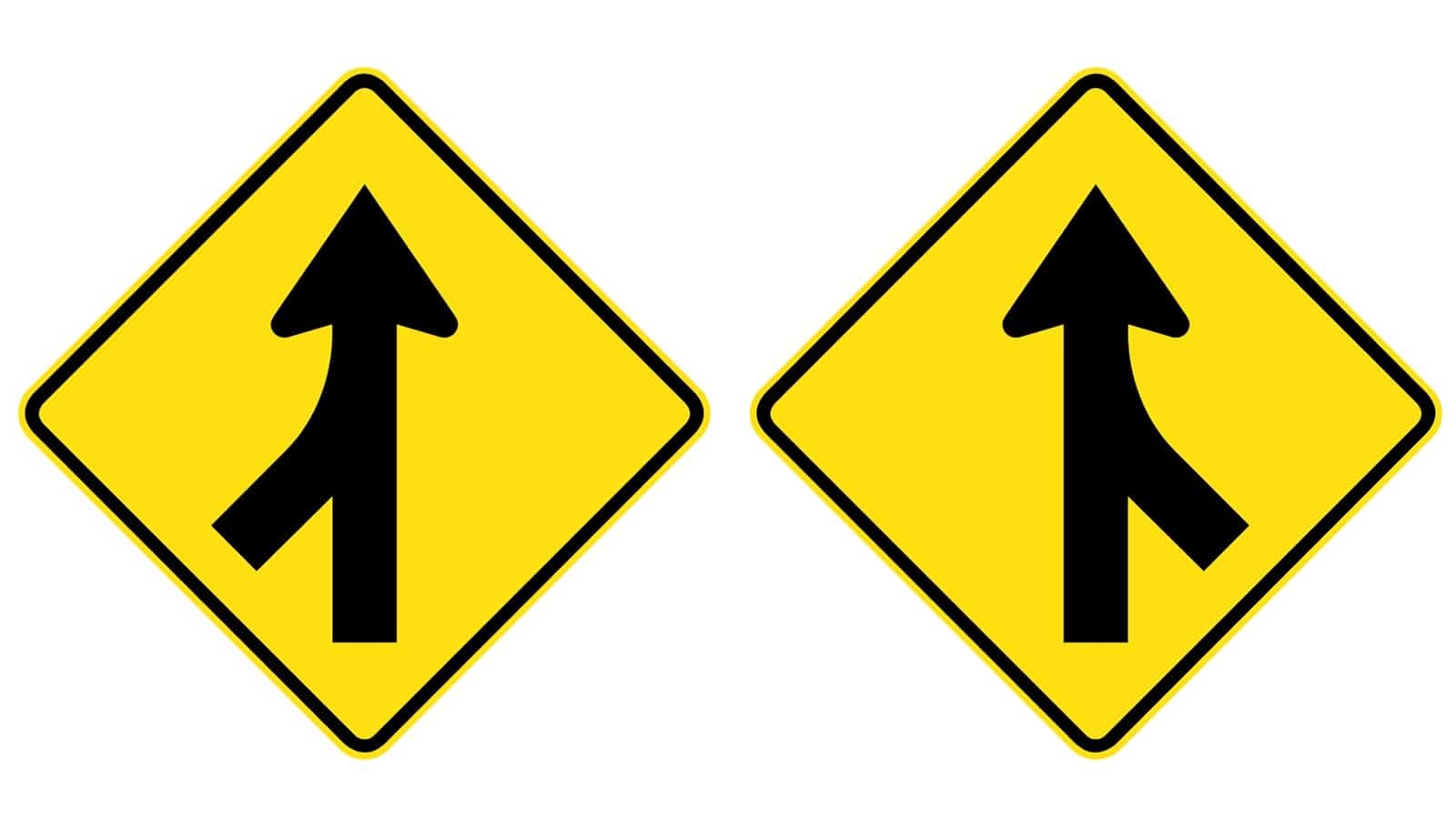 Merging Traffic from Left Right Sign
