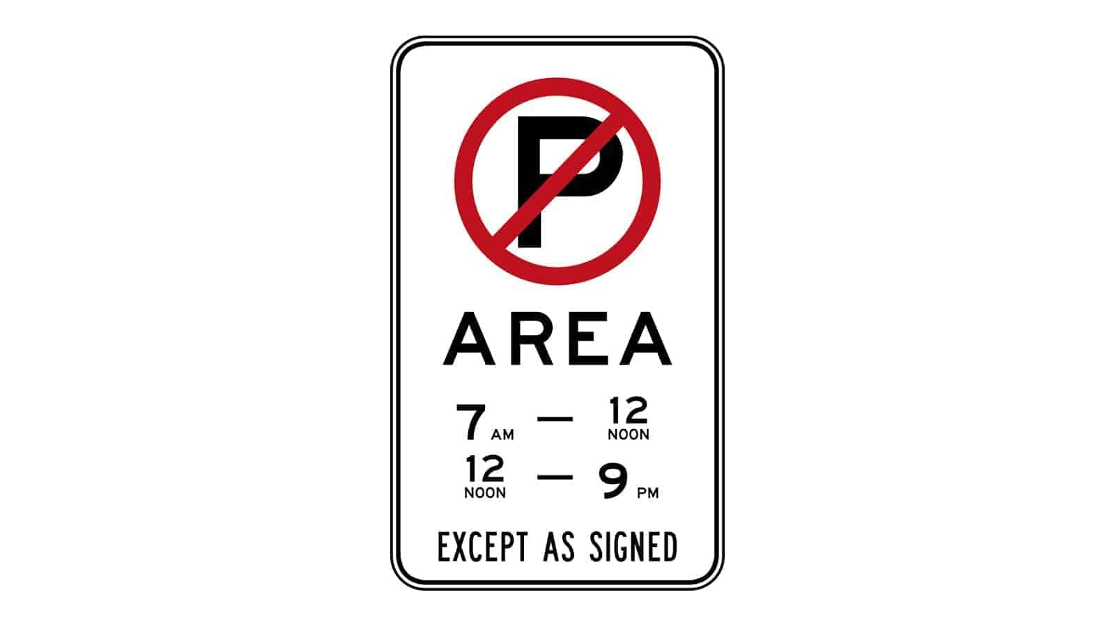 No Parking Area Sign