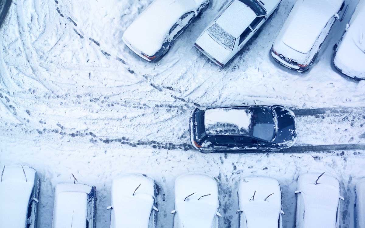 Parking in the snow tips